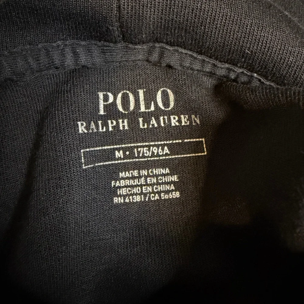Polo Ralph‎ Lauren Mens Full Zip Hoodie Black White Pony Logo Medium RN41381